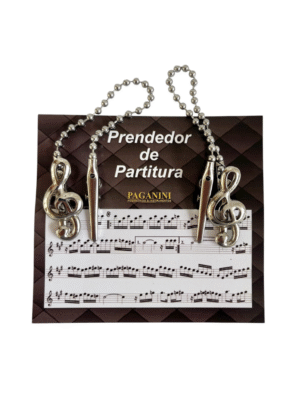Prendedor de partitura clipets c/corrente - clave de sol prata - (Par) Prendedor de partitura clipets c/corrente - clave de sol prata - (Par)