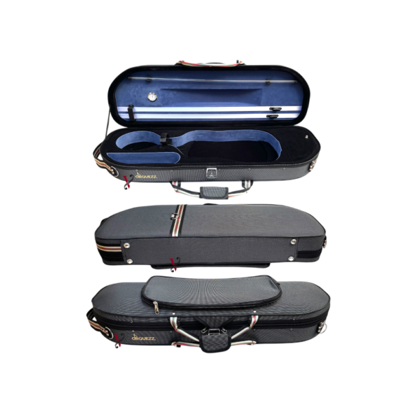 Estojo Meia Lua Térmico Luxo Interior Azul Para Violino 4/4