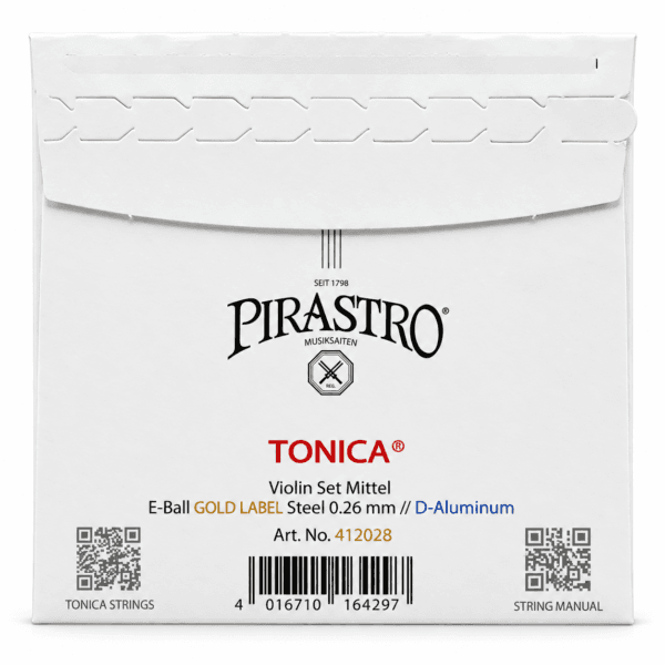 tonica-verso-fundo-branco Cordas Pirastro Tonica Mi Gold Label Ré Alumínio Violino 4/4
